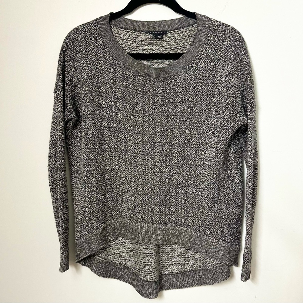 Theory Efina Loryelle Gray Marled Wool Baby Alpaca Silk Knit Sweater Sz S ~ P/T